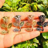 5pcs Rose Flower Charms Cubic Zirconia Paved Jewelry Accessory