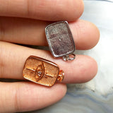 Rose Plated Evil Eye Rectangle Pendant for Protection Amulet Necklace