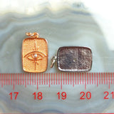 Rose Plated Evil Eye Rectangle Pendant for Protection Amulet Necklace