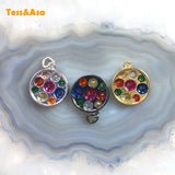 5pcs Colorful Quartz Pendant Plated Silver For DIY Gift