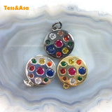 5pcs Colorful Quartz Pendant Plated Silver For DIY Gift