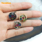 5pcs Colorful Quartz Pendant Plated Silver For DIY Gift