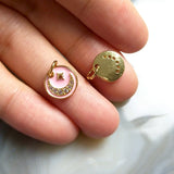 5pcs Sweet Pink Moon Star Pendant Micro CZ Pave Copper Plated Charm