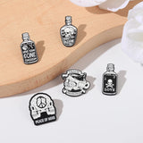 5pcs Enamel Pin Skeleton Skull Gothic Brooches On Clothes Backpack