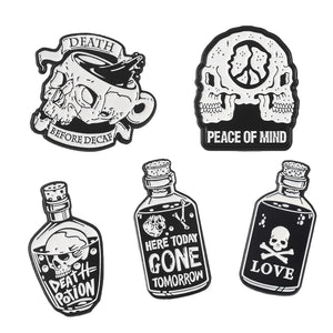 5pcs Enamel Pin Skeleton Skull Gothic Brooches On Clothes Backpack