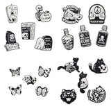5pcs Enamel Pin Skeleton Skull Gothic Brooches On Clothes Backpack