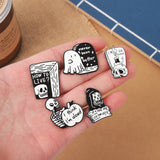 5pcs Enamel Pin Skeleton Skull Gothic Brooches On Clothes Backpack