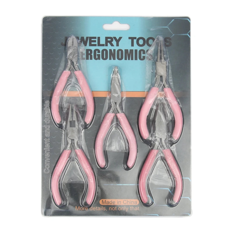 5pcs Pink Stainless Steel Pliers Cutter Insulated Clamping Tip Plier Tools
