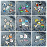 Cat Skull Book Pins Metal Enamel Pin Set