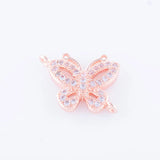 5pcs Zircon Butterfly Charms For Bracelet Handicraft Micro Pave Animal Charms