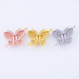 5pcs Zircon Butterfly Charms For Bracelet Handicraft Micro Pave Animal Charms