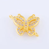 5pcs Zircon Butterfly Charms For Bracelet Handicraft Micro Pave Animal Charms