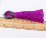 5pcs Silk Thread Tassels, Natural Faceted Stone Rhinestone Tassel Pendant