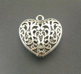 5pcs Silver Filigree 3D Heart Charms Pendant DIY Metal Jewelry Findings