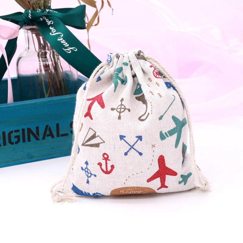 5 Small Cotton Bags 14*16cm Wedding Party Favor Drawstring Gift Bag Pouches