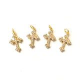 5pcs Small Cross Pendants Gold-Plate Charm Zirconia Jewelry Accessory