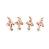5pcs Small Cross Pendants Gold-Plate Charm Zirconia Jewelry Accessory