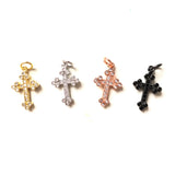 5pcs Small Cross Pendants Gold-Plate Charm Zirconia Jewelry Accessory