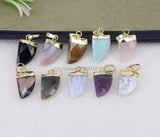 5pcs Natural Quartz Tiger Eye Labradorite Stone Horn Pendant Beads