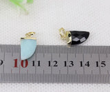 5pcs Natural Quartz Tiger Eye Labradorite Stone Horn Pendant Beads