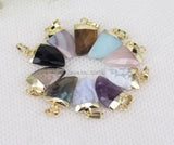 5pcs Natural Quartz Tiger Eye Labradorite Stone Horn Pendant Beads