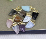 5pcs Natural Quartz Tiger Eye Labradorite Stone Horn Pendant Beads