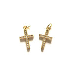 5pcs Small Cross Charm Pendants Cubic Zirconia Gold-Plated Jewelry