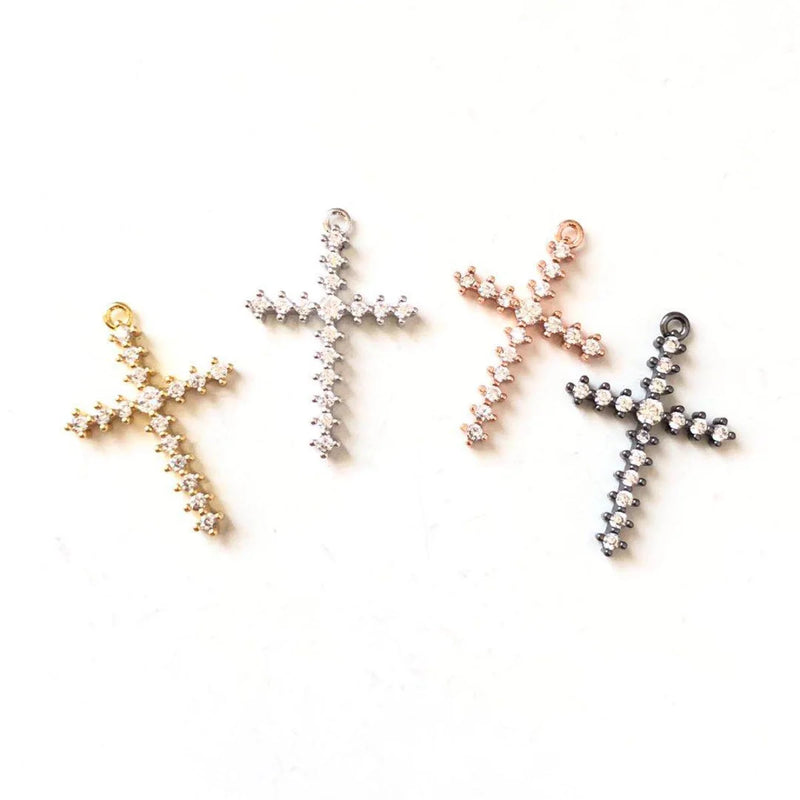 5pcs Cross Charms Clear Rhinestone Jewelry Making Accessory