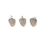 5pcs Small Heart Pendant Clear Zirconia Charm for DIY Jewelry Making