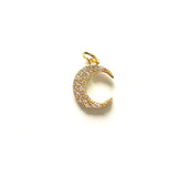 5pcs Micro Zirconia Moon Charm for Bracelet Necklace Making