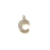 5pcs Micro Zirconia Moon Charm for Bracelet Necklace Making