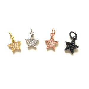 5pcs Zirconia Paved Star Charms for Jewelry Making