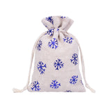 5pcs Snow Flower Cotton Burlap Pouch Drawstring Bag