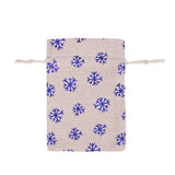 5pcs Snow Flower Cotton Burlap Pouch Drawstring Bag