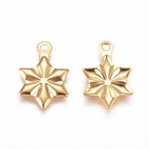 5pcs Snowflake Charms Stainless Steel Pendants for Christmas DIY Jewelry