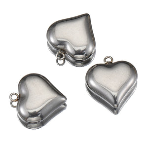 5pcs Stainless Steel Heart Pendants 16x18mm for DIY Necklace Bracelets