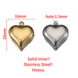 5pcs Stainless Steel Heart Pendants 16x18mm for DIY Necklace Bracelets