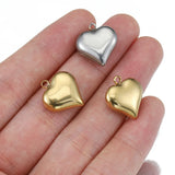 5pcs Stainless Steel Heart Pendants 16x18mm for DIY Necklace Bracelets