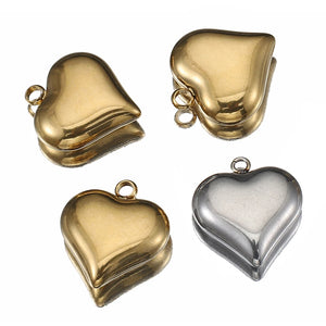 5pcs Stainless Steel Heart Pendants 16x18mm for DIY Necklace Bracelets