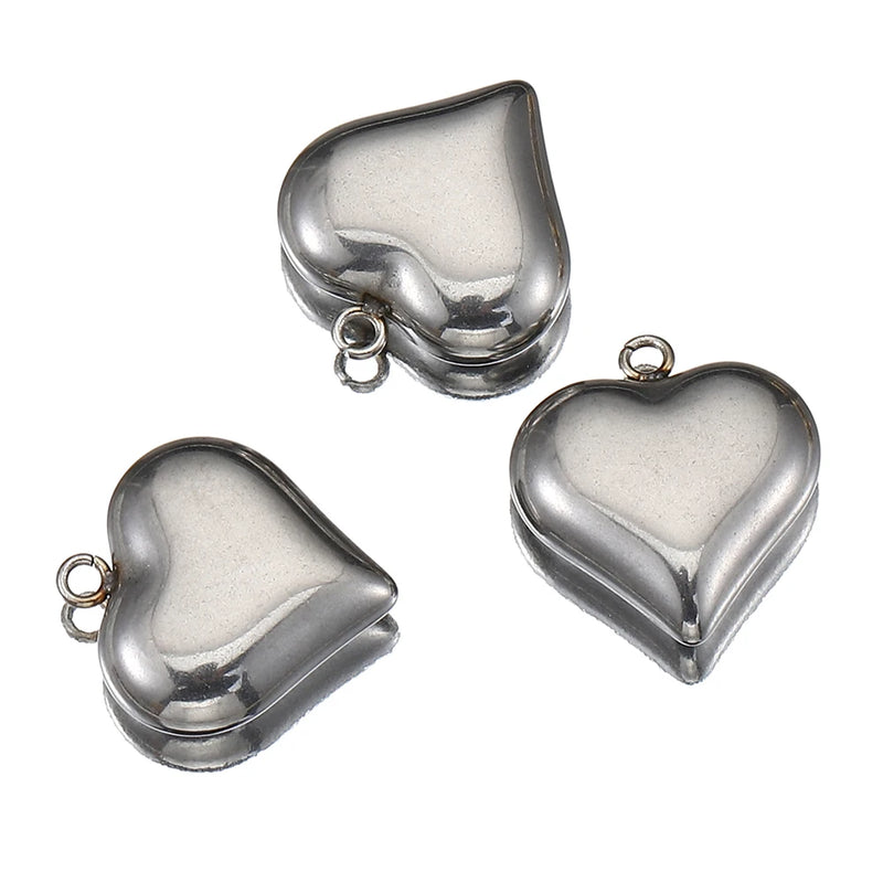 5pcs Stainless Steel Heart Pendants 16x18mm for DIY Necklace Bracelets
