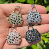 Bling Zirconia Pave Handbag Pendant Charm Jewelry Accessory