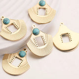 5pcs Stainless Steel Earring Pendants Bohemia Charms Gold-Plate Dangles