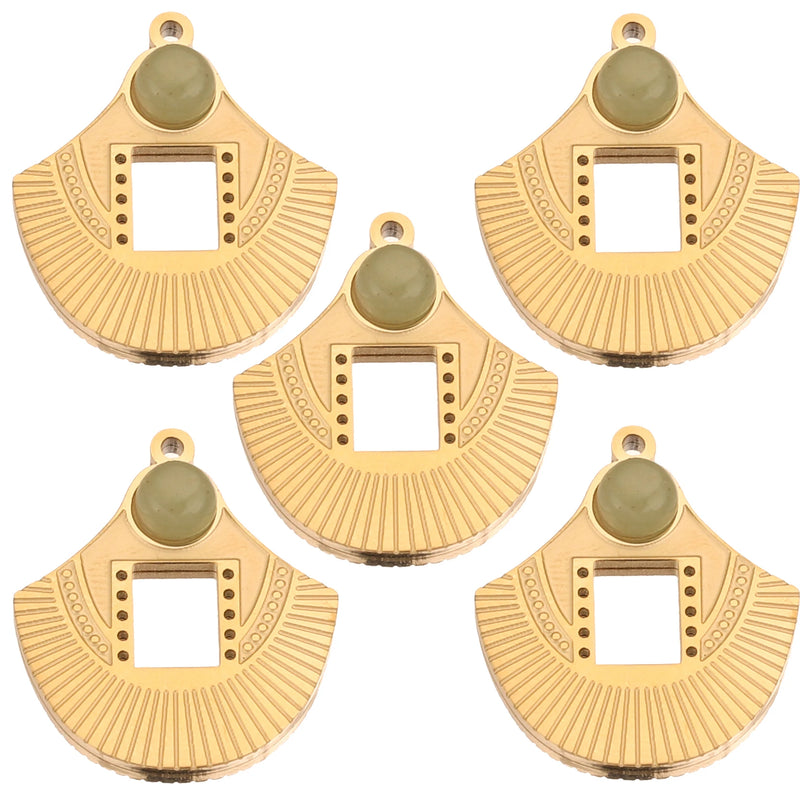 5pcs Stainless Steel Earring Pendants Bohemia Charms Gold-Plate Dangles