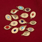 5pcs Stainless Steel 18KGold Teardrop Oval Charms Natural Stone Pendants
