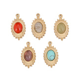 5pcs Stainless Steel 18KGold Teardrop Oval Charms Natural Stone Pendants