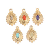 5pcs Stainless Steel 18KGold Teardrop Oval Charms Natural Stone Pendants