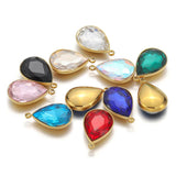 5pcs Stainless Steel 18k Plated Crystal Glass Charms Pendant DIY Jewelry