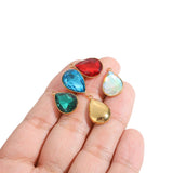 5pcs Stainless Steel 18k Plated Crystal Glass Charms Pendant DIY Jewelry