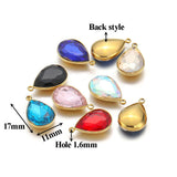 5pcs Stainless Steel 18k Plated Crystal Glass Charms Pendant DIY Jewelry