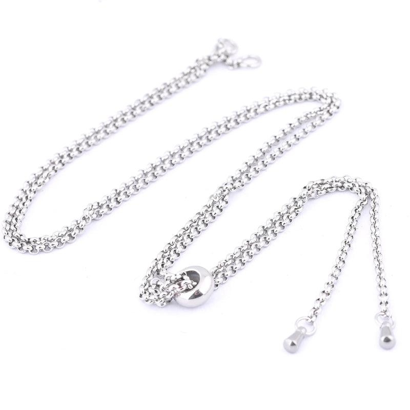 5pcs Stainless Steel Adjustable Necklace Chains 2mm Wide